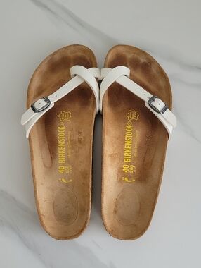 Birkenstock White Piazza Birko-Flor Sandals